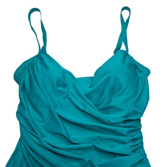 Jantzen Swimsuit Tummy Slimming One Piece Size 8 Blue Red bundle lot set of 2 - Picture 3 of 15